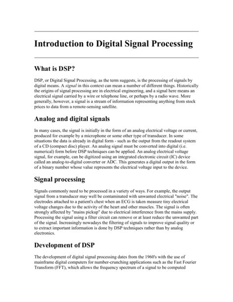 digital signal 3|1: Introduction to Digital Signal Processing .
